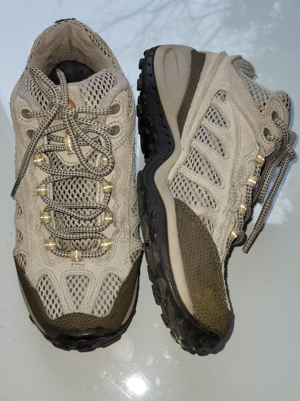 Merrell Mesa Ventilator Hiking Shoes Women's Size 8 Taupe Leather Mesh